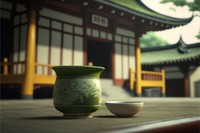 matcha in front of shinto